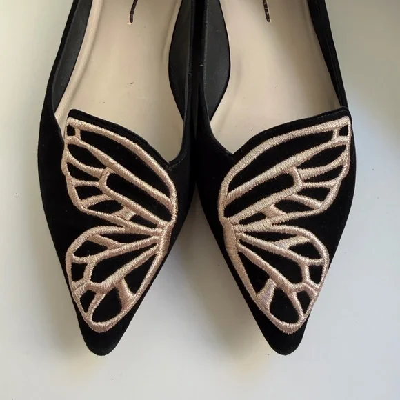 Sophia Webster Black and Cream Butterfly Loafers - Picture 3 of 8
